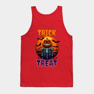 Trick Or Treat pumpkin head skeleton halloween Tank Top